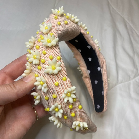 Lele Sadoughi Coral and Yellow Floral Headband - Picture 3 of 6